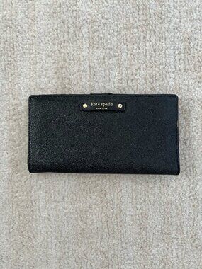 Kate Spade Stacy Haven Lane Bifold Black Glitter Wallet